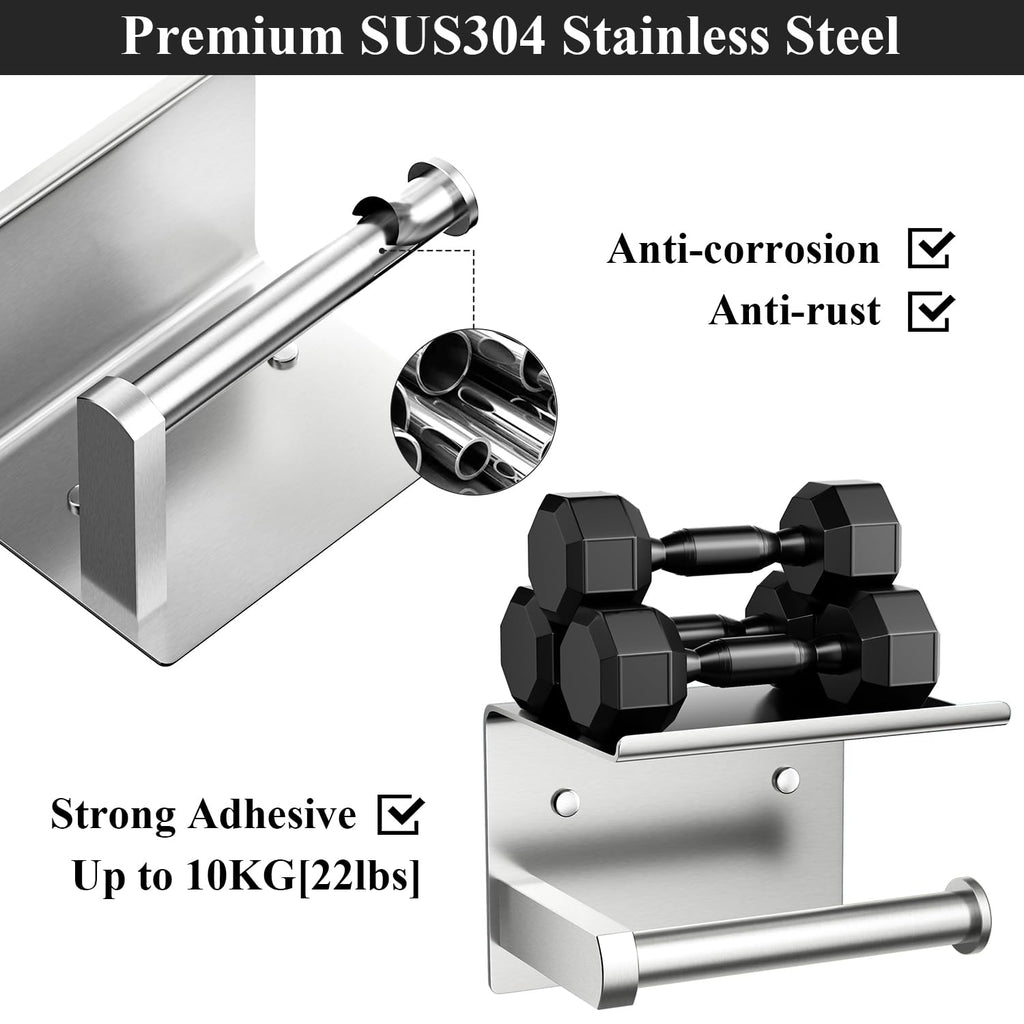 Stainless Steel Toilet Paper Holder with Shelf