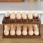 Solid Wood Egg Holder Rack Countertop Organizer