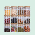 12PCS Glass Spice Jars with Bamboo Lids & Labels