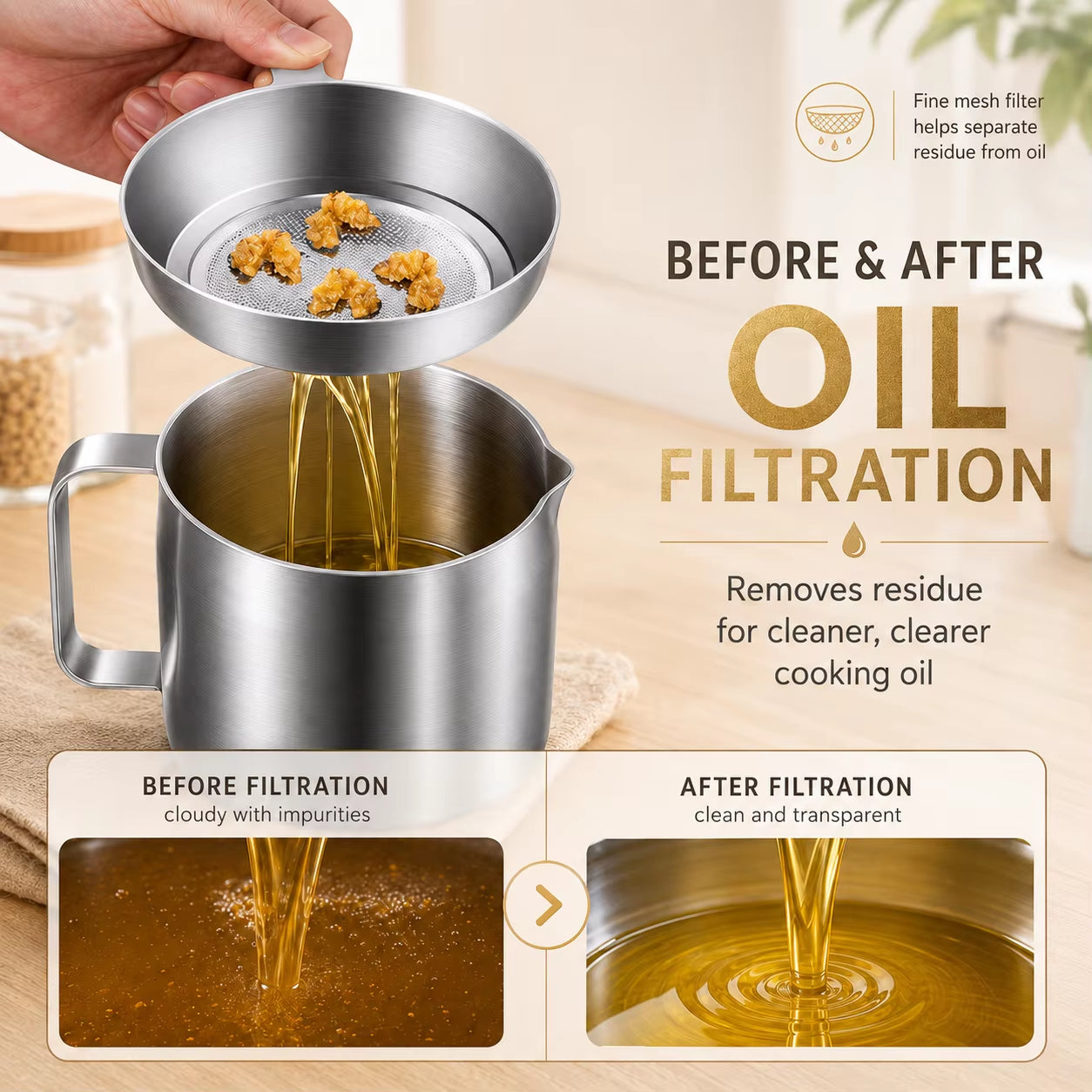 Stainless Steel Deep Fryer Pot with Basket & Strainer