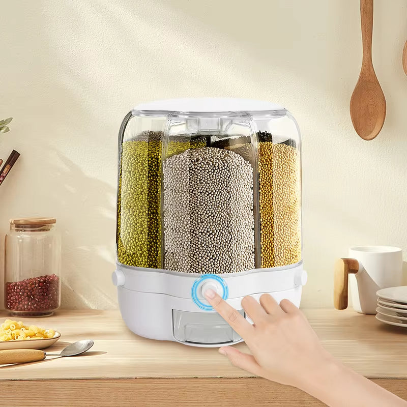 Rotating Rice Dispenser Food Storage Container