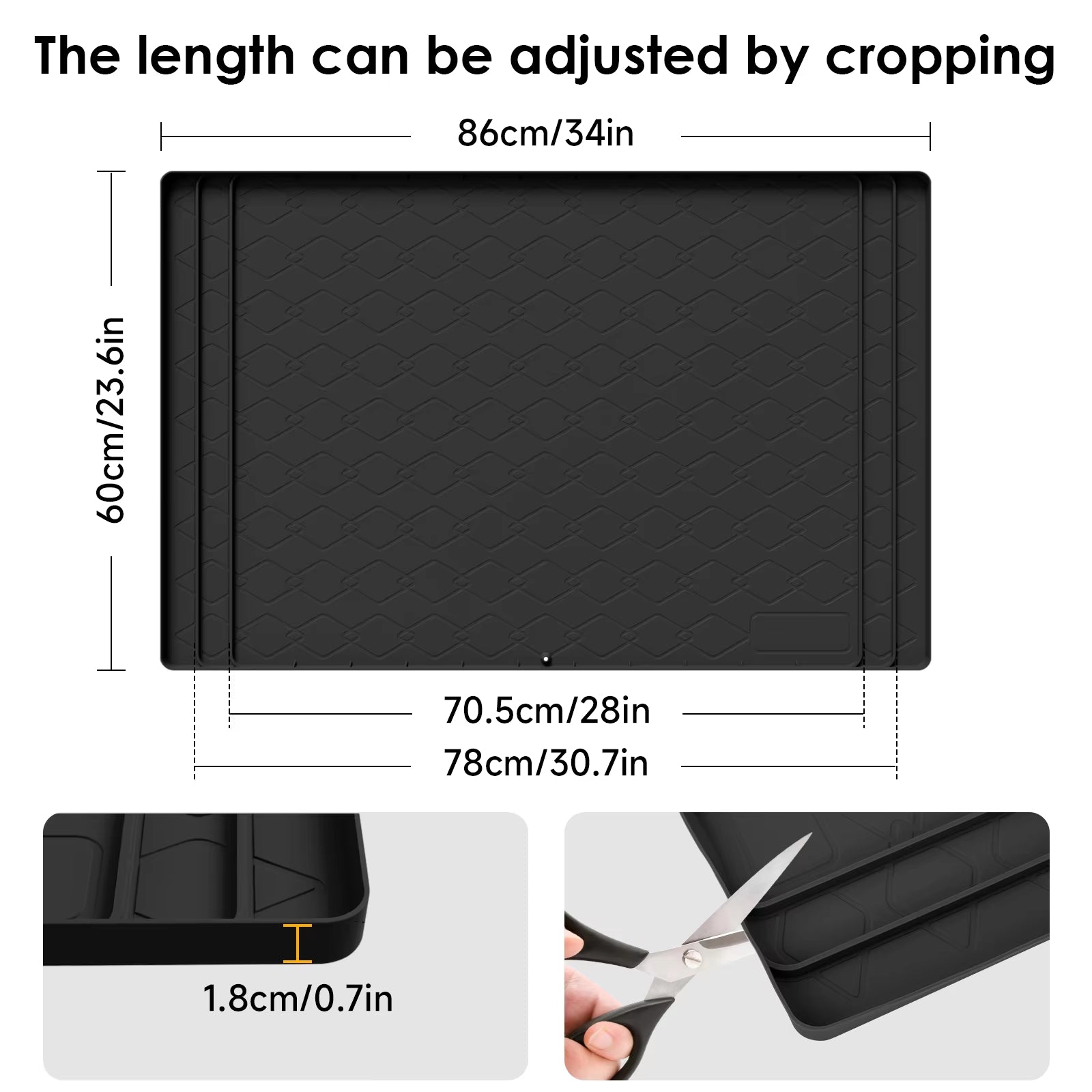 Under Sink Waterproof Silicone Mat with Drain Hole