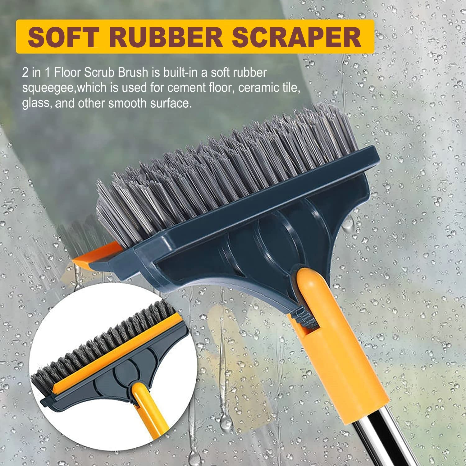 Rotating Floor Scrub Brush Long Handle