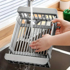 Expandable Over Sink Drain Basket Dish Rack