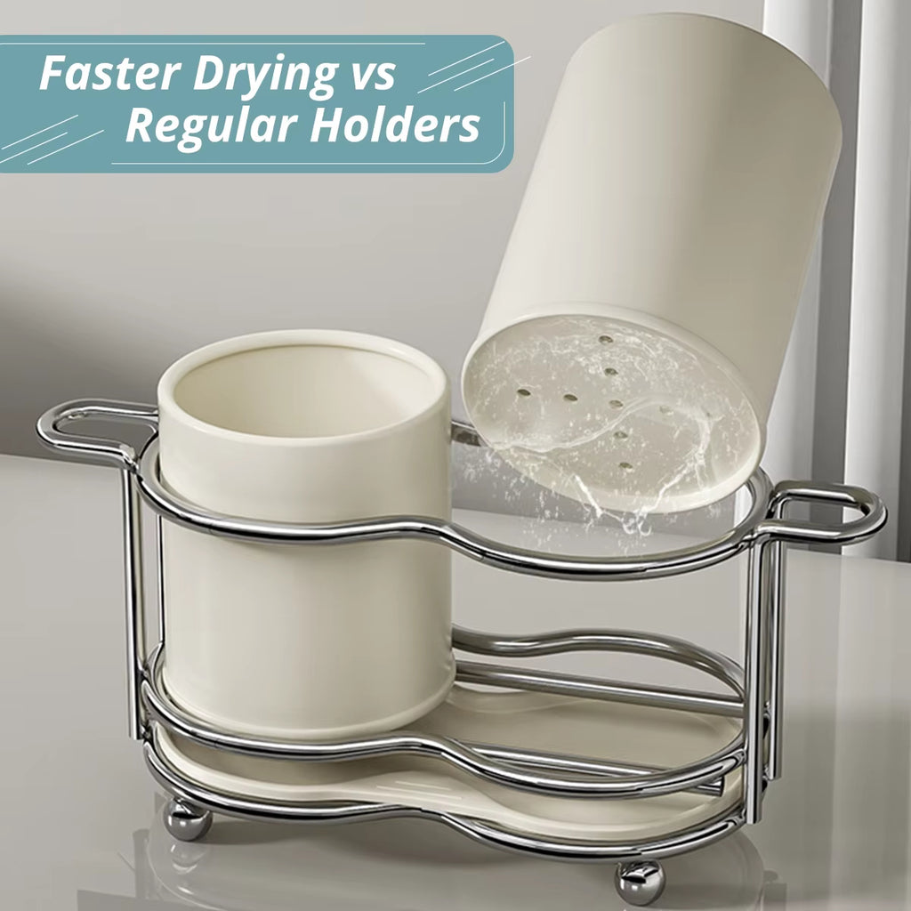 Stainless Steel Utensil Holder with Drain Tray