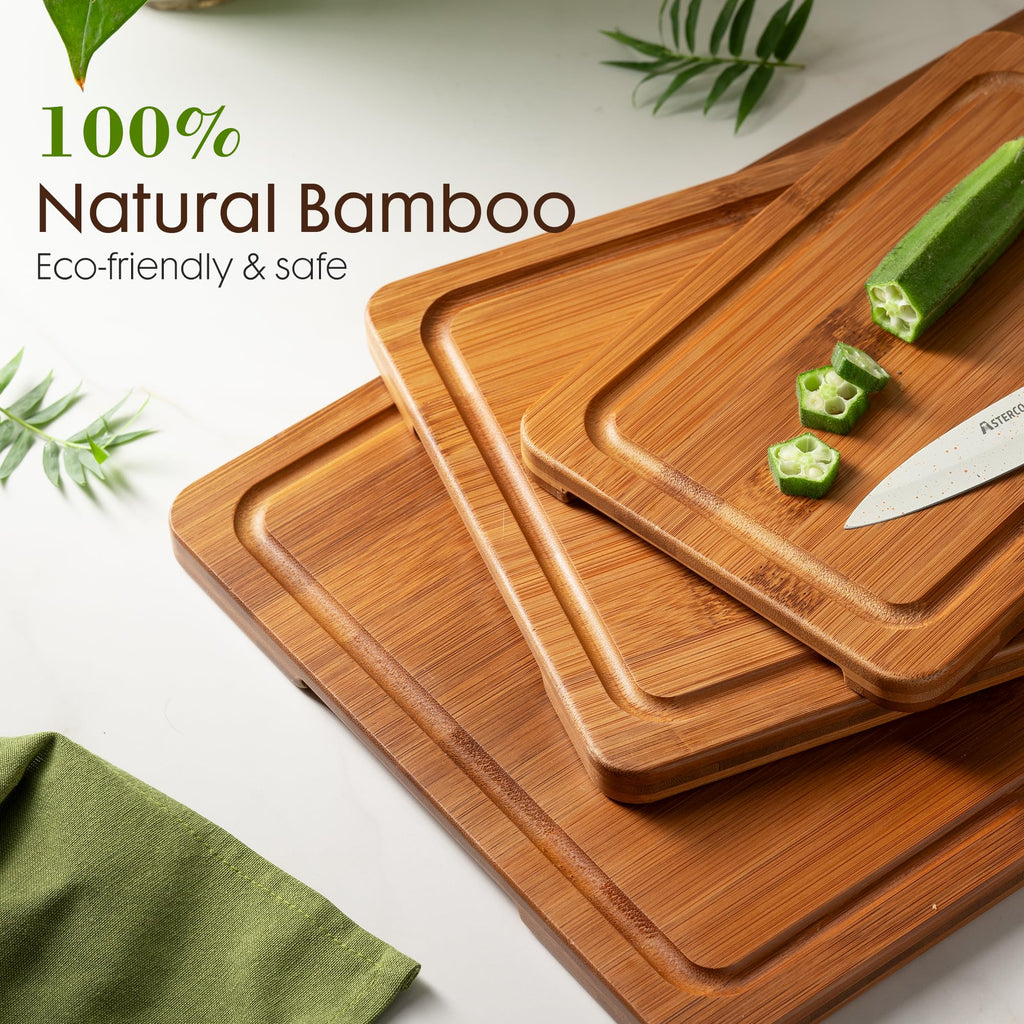 Carbonized Bamboo Cutting Boards for Kitchen Set