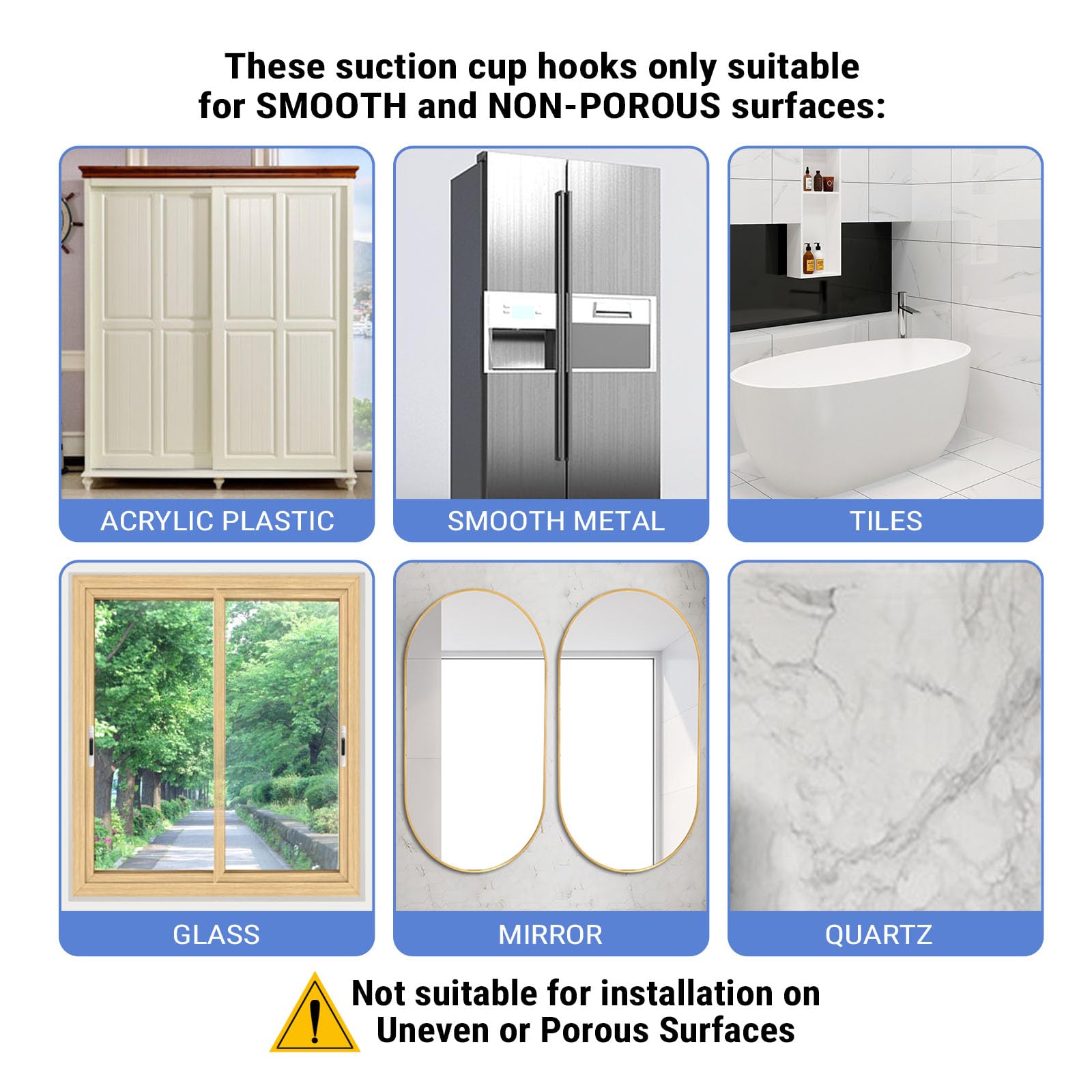 4PCS Suction Cup Shower Hooks Stainless Steel