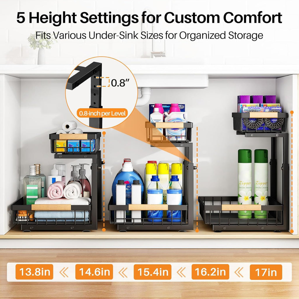 Adjustable 2 Tier Under Sink Storage Organizer