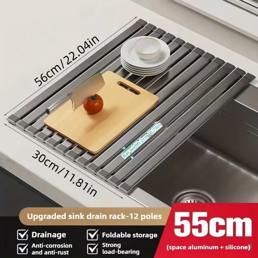 Foldable Roll-Up Dish Drying Rack Heavy Duty