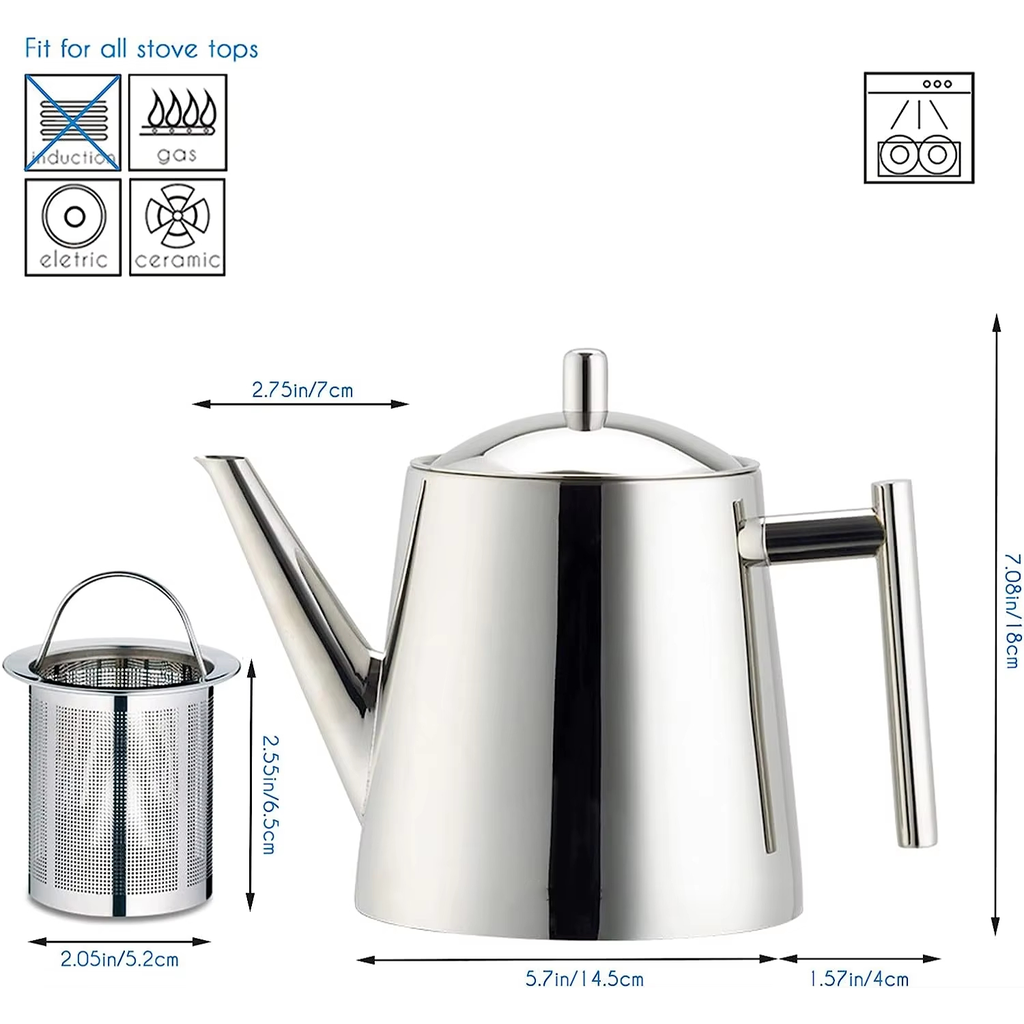 Stainless Steel Tea Pot with Removable Infuser