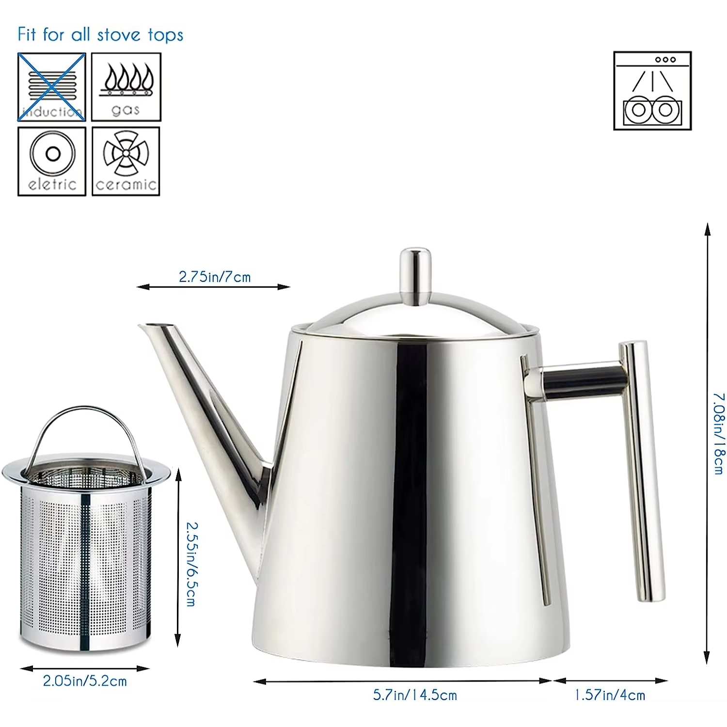 Stainless Steel Tea Pot with Removable Infuser