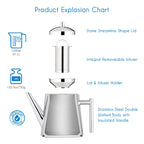 Stainless Steel Tea Pot with Removable Infuser