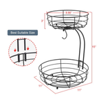 Iron 2-Tier Countertop Fruit Vegetables Basket Bowl