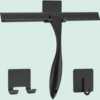 All-Purpose Stainless Steel Shower Squeegee with 2 Adhesive Hooks