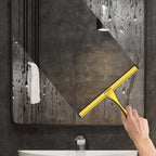 All-Purpose Stainless Steel Shower Squeegee with 2 Adhesive Hooks