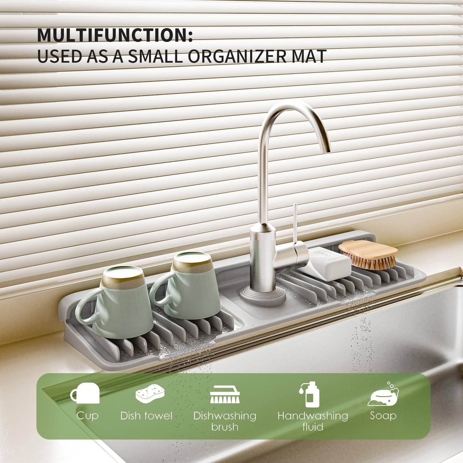 Faucet Mat for Kitchen Sink, Silicone Sink Splash Guard
