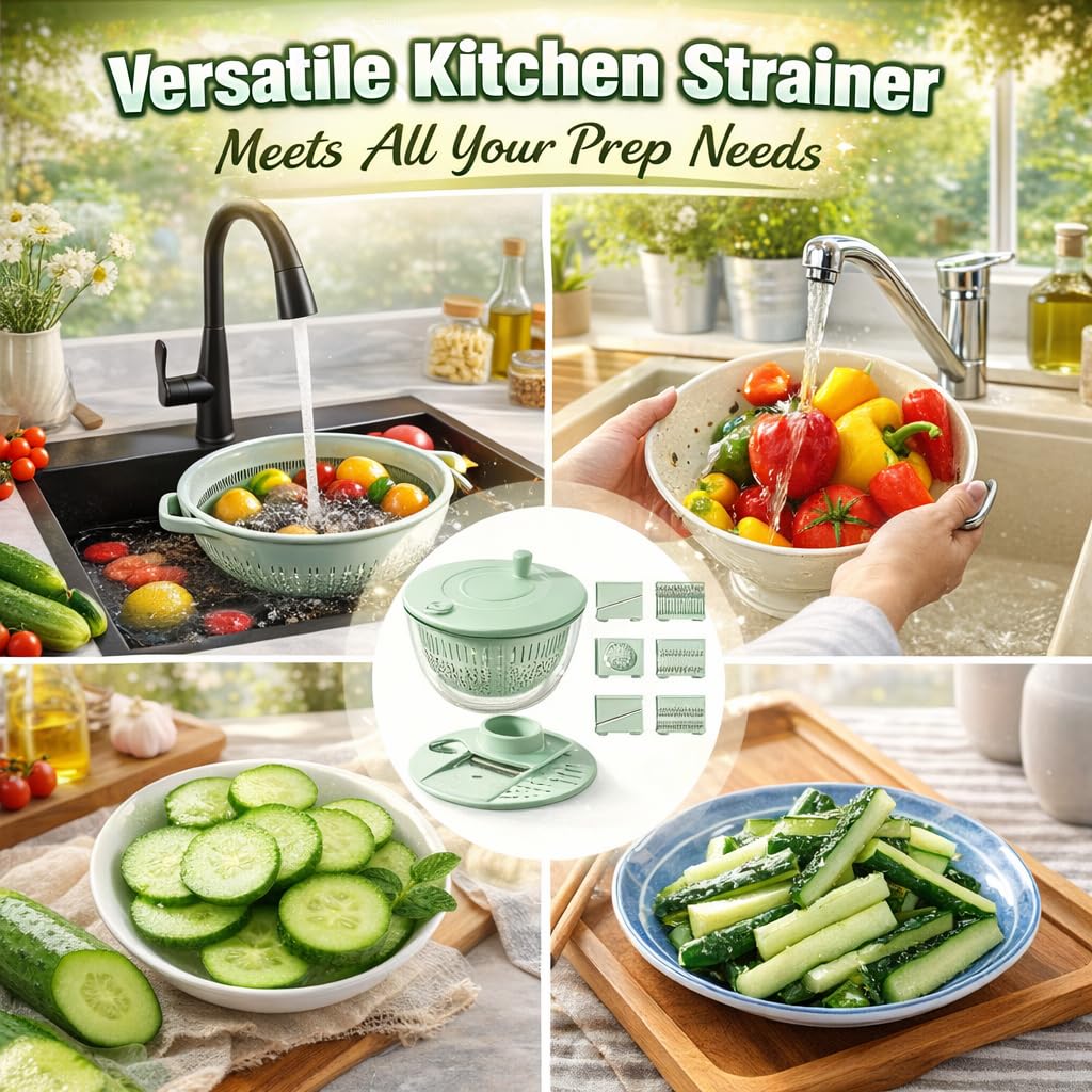 7PCS Salad Spinner Vegetable Washer & Chopper Set
