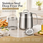 Stainless Steel Deep Fryer Pot with Basket & Strainer