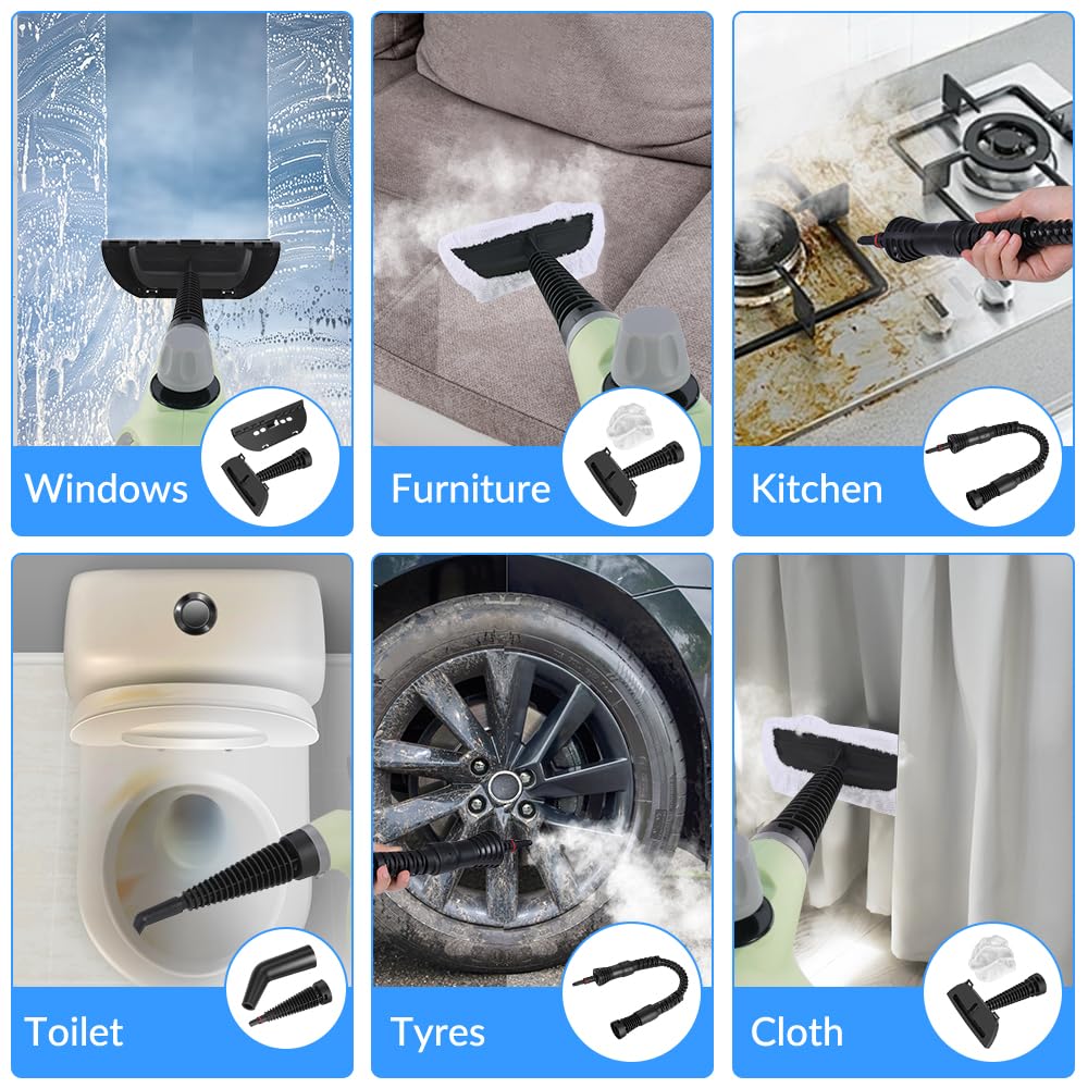 Handheld Pressurized Steam Cleaner with 12 pcs Accessories