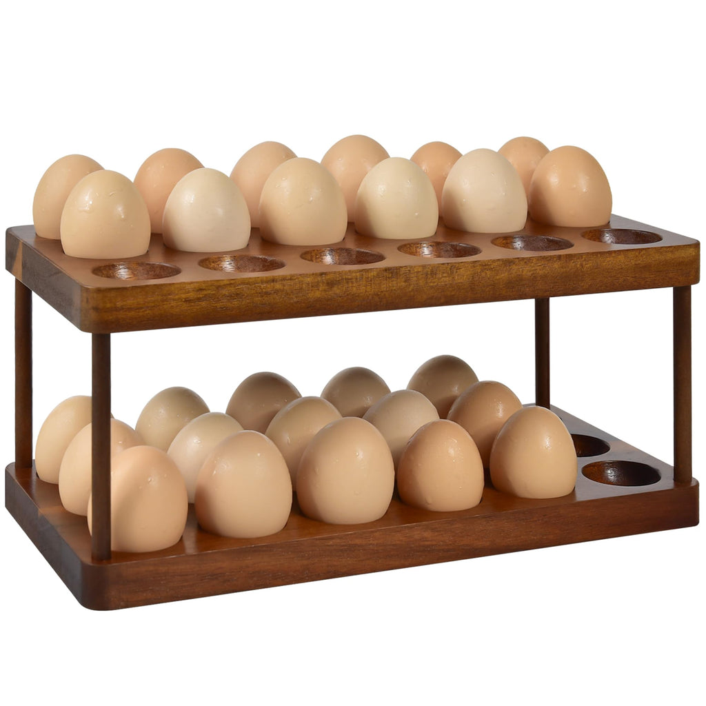 Solid Wood Egg Holder Rack Countertop Organizer