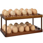 Solid Wood Egg Holder Rack Countertop Organizer