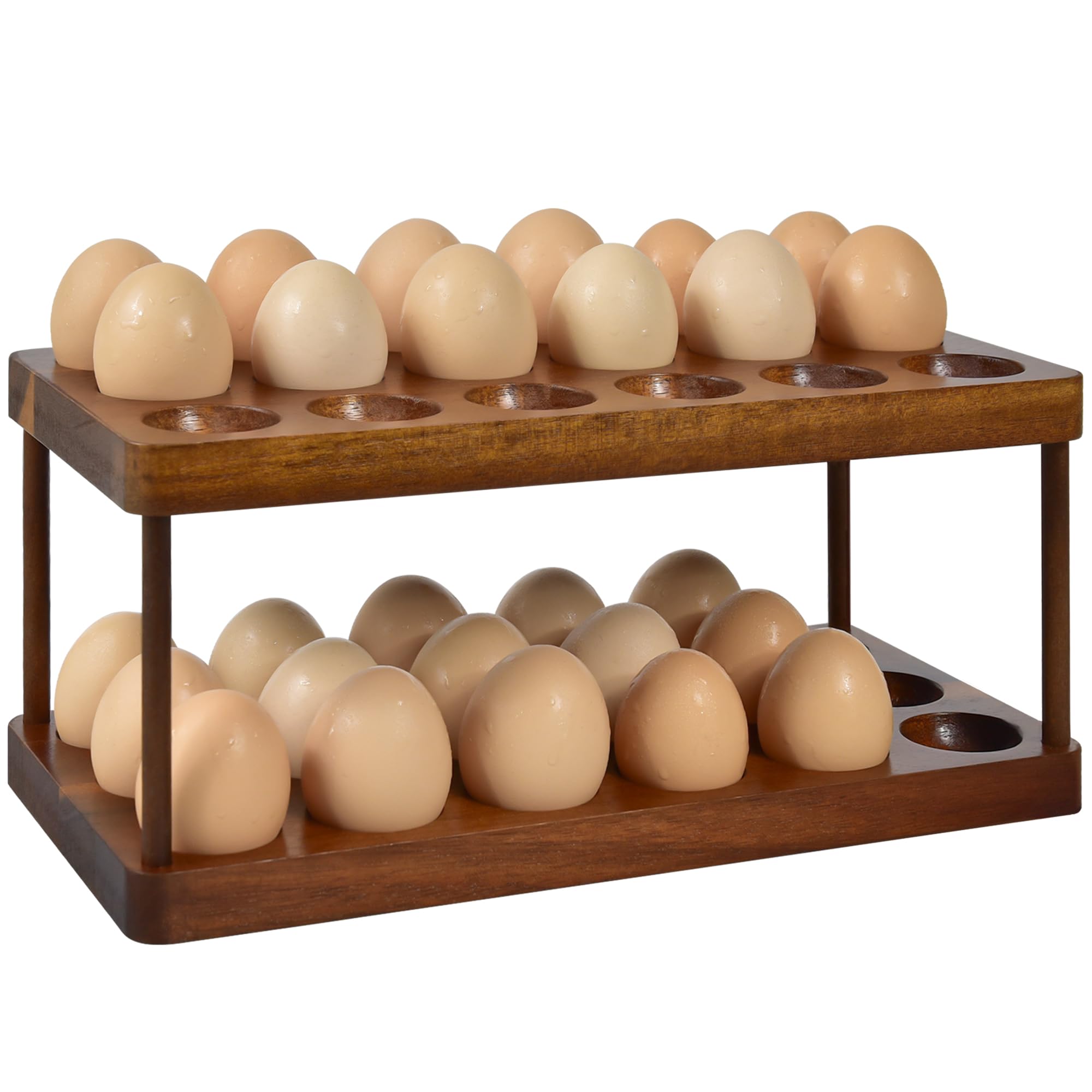Solid Wood Egg Holder Rack Countertop Organizer
