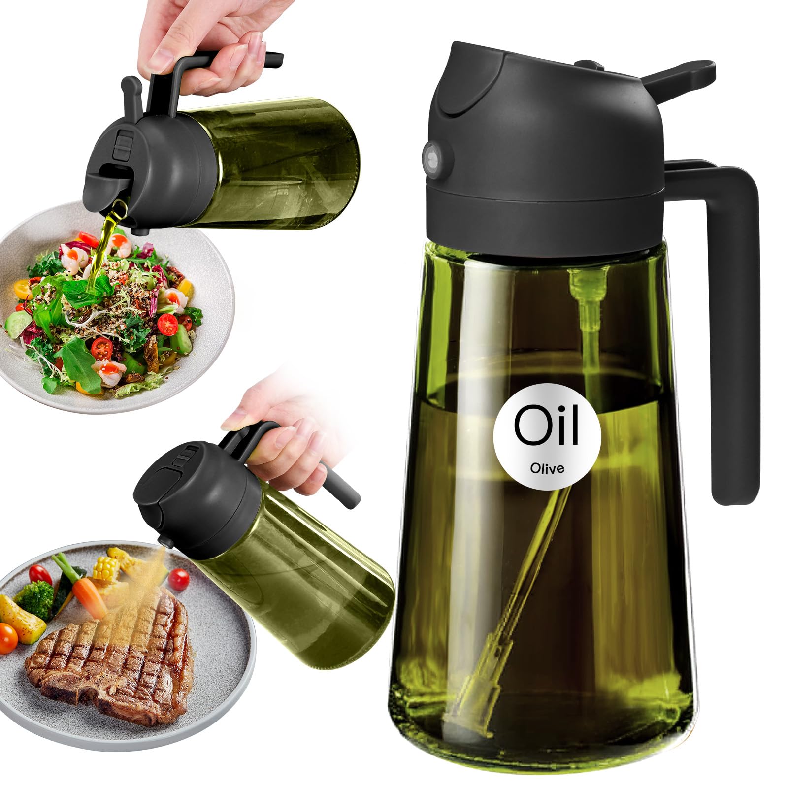 2-in-1 Olive Oil Sprayer & Dispenser Bottle