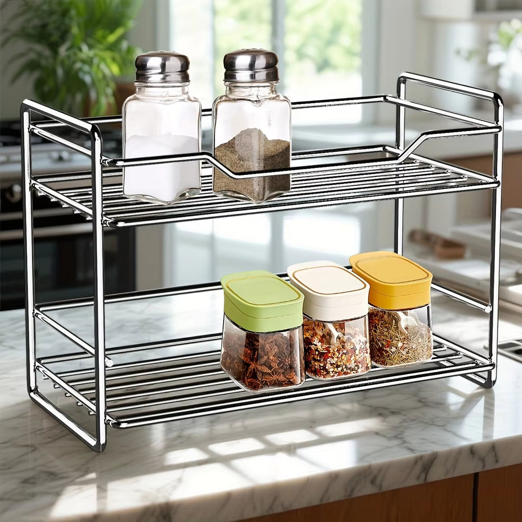 2 Tier Stainless Steel Kitchen Countertop Spice Rack