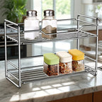 2 Tier Stainless Steel Kitchen Countertop Spice Rack