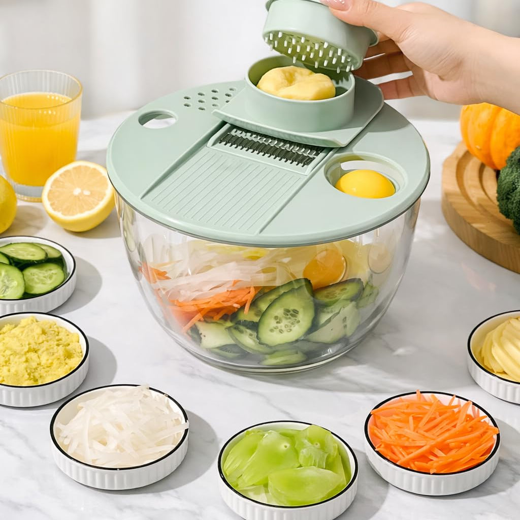 7PCS Salad Spinner Vegetable Washer & Chopper Set