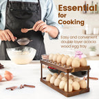 Solid Wood Egg Holder Rack Countertop Organizer