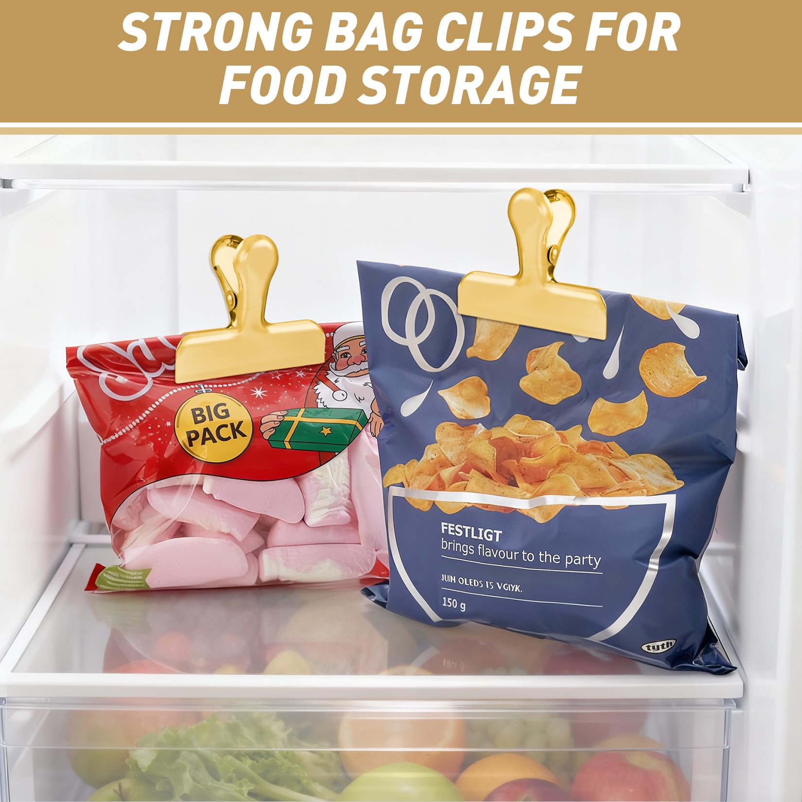 8PCS Stainless Steel Chip Bag Clips Airtight Food Sealing Clips