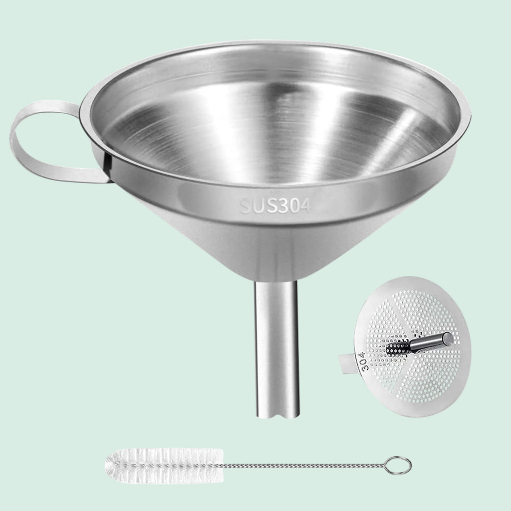 Stainless Steel Kitchen Funnel for Filling Bottles, Transferring Liquid, Oil, Juice, Milk
