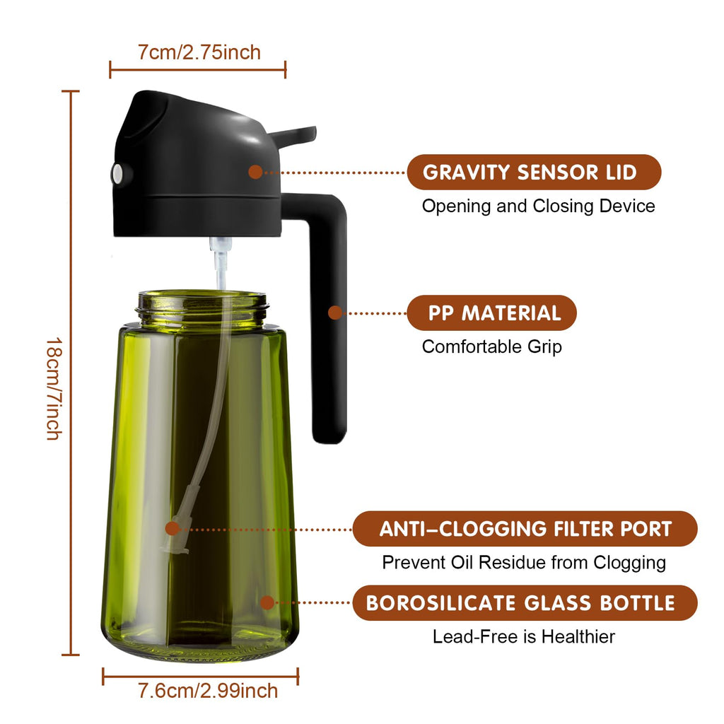 2-in-1 Olive Oil Sprayer & Dispenser Bottle