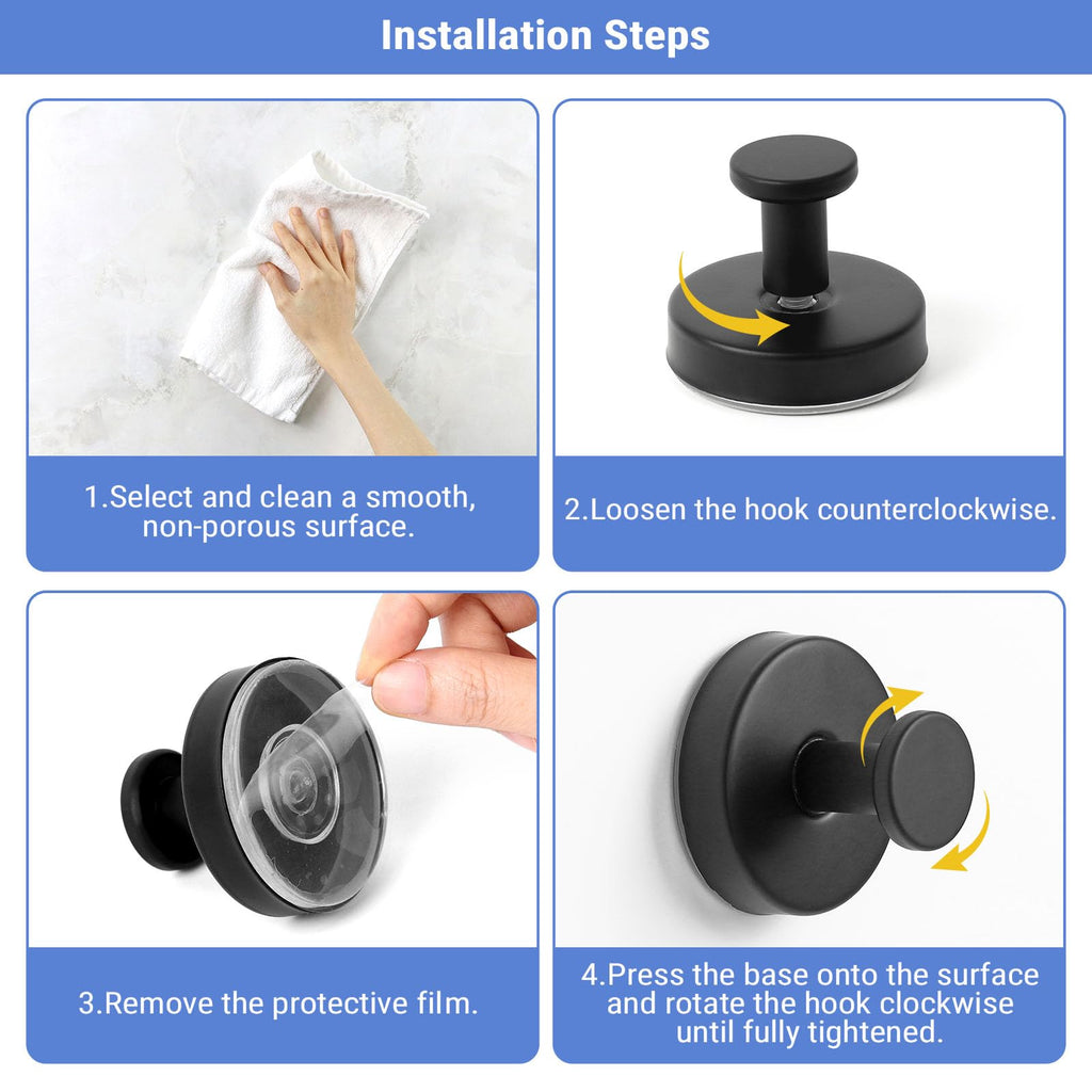 4PCS Suction Cup Shower Hooks Stainless Steel