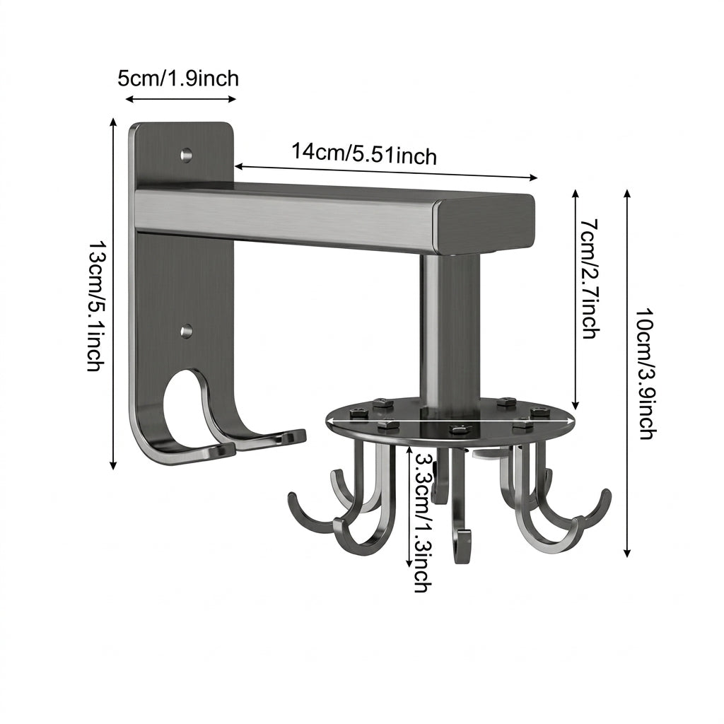 Wall Mounted Kitchen Rotary Utensil Hook Rack