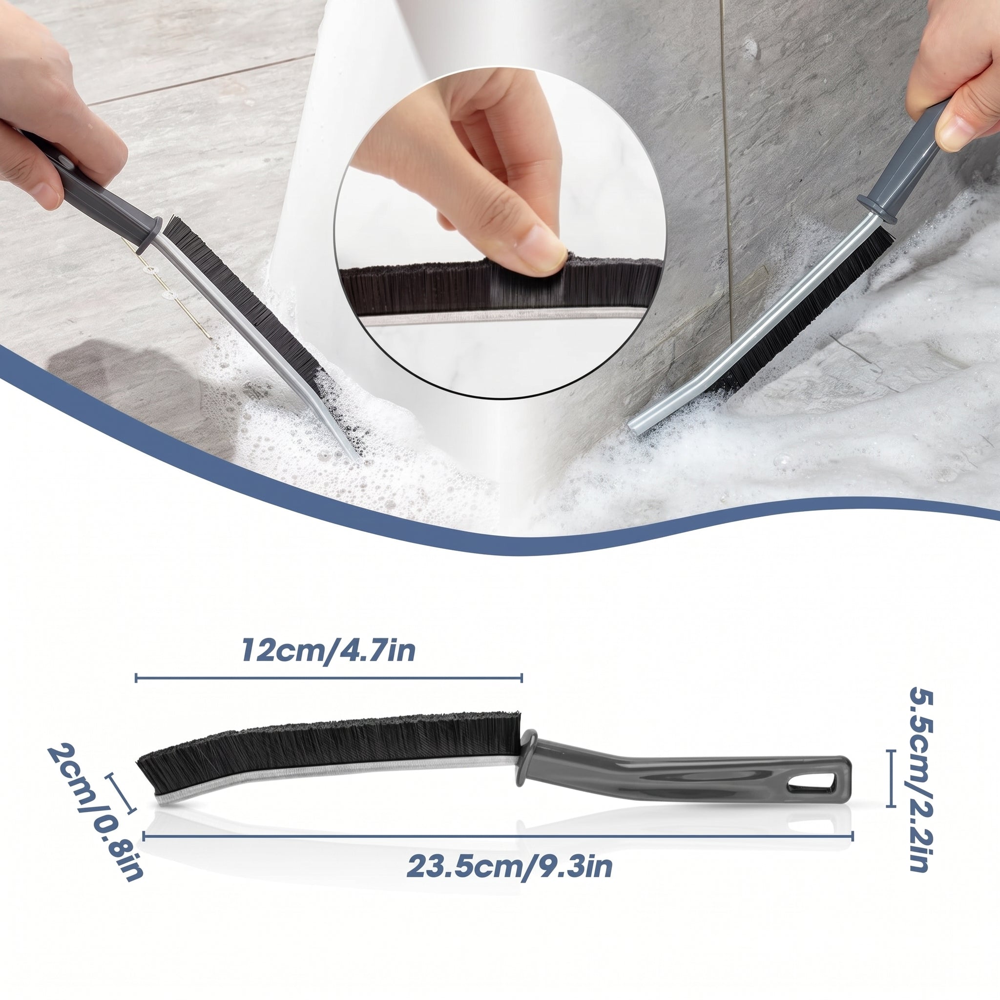 Crevice Cleaning Brush, Hard-Bristled Crevice Cleaning Brush (3PCS)