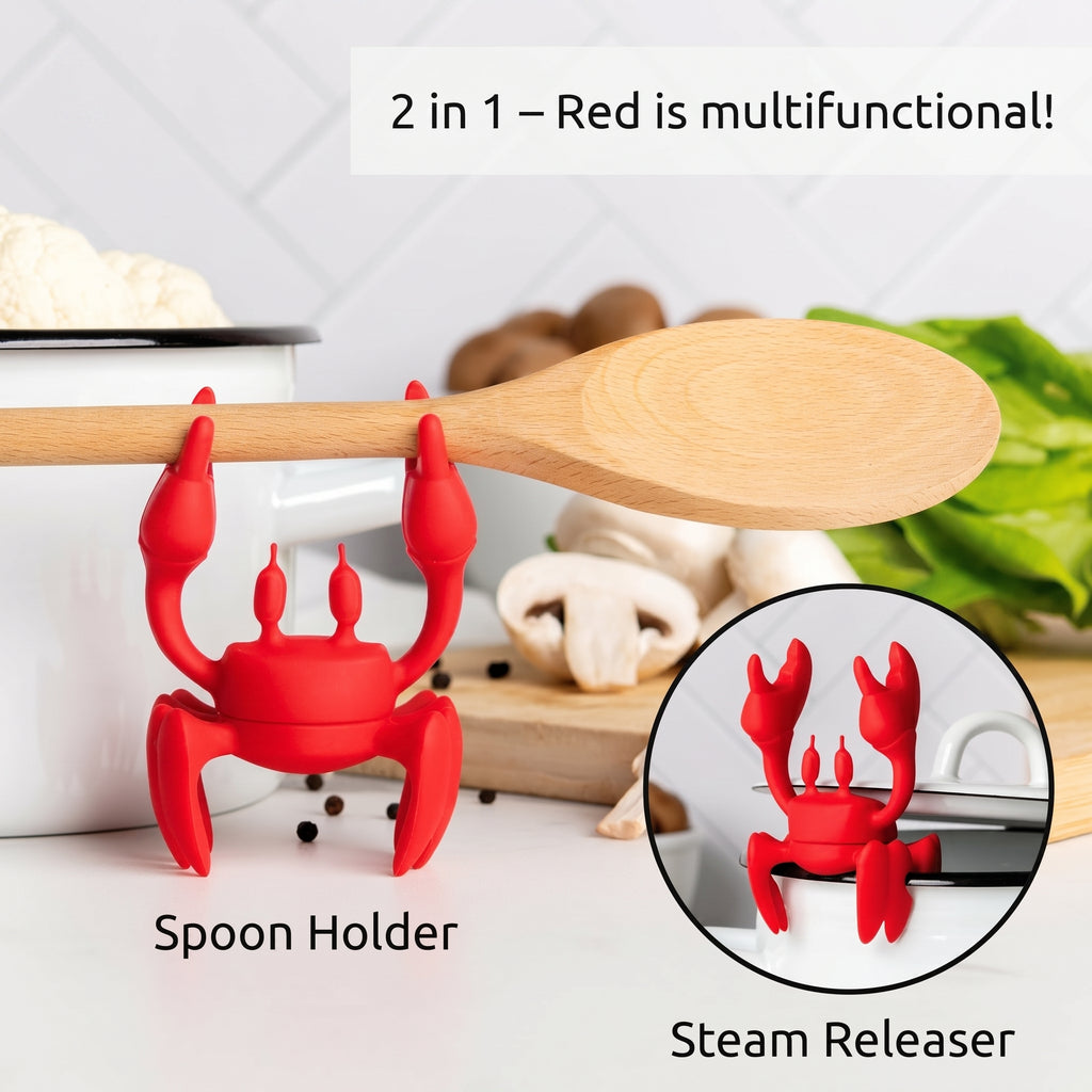 Red The Crab Silicone Utensil Rest