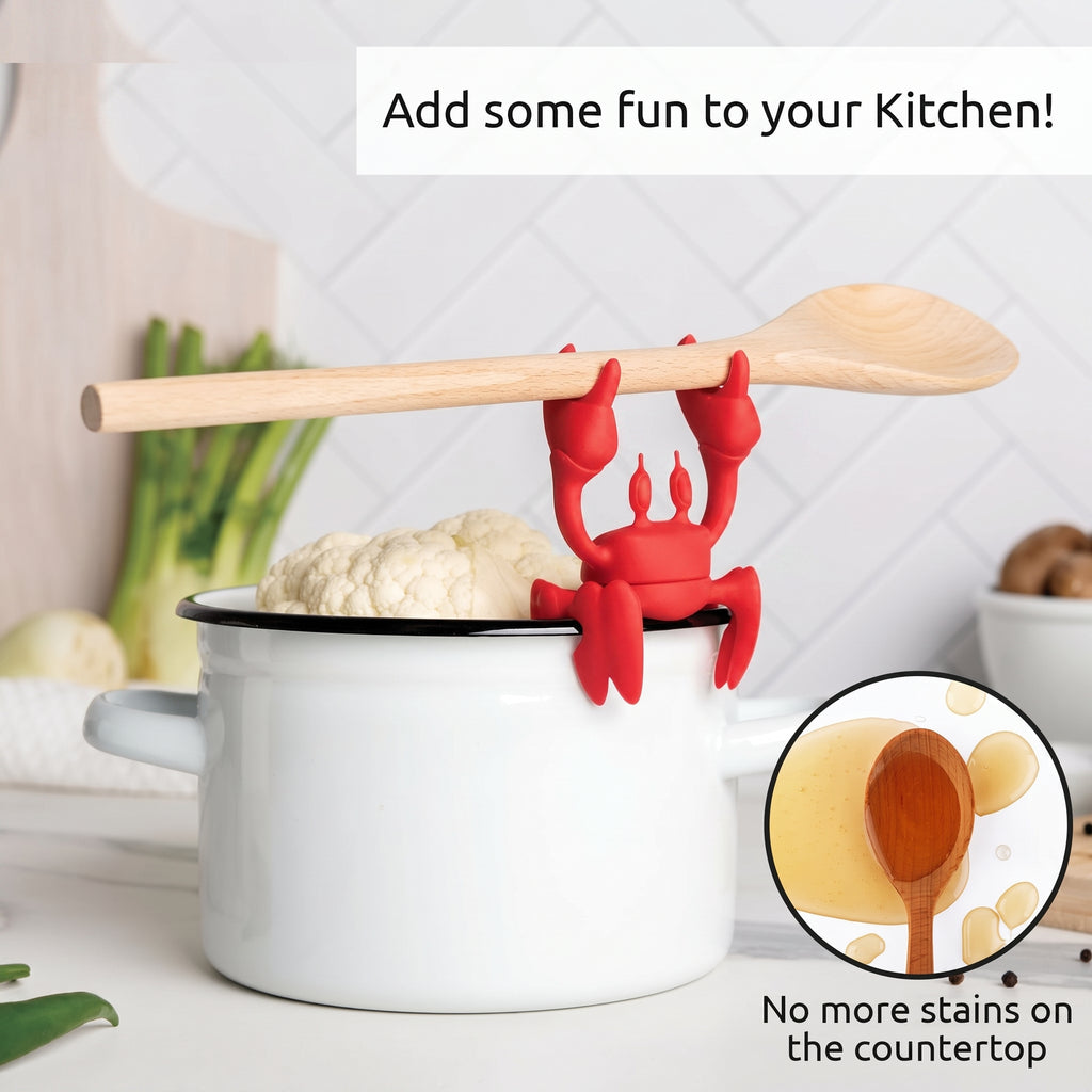 Red The Crab Silicone Utensil Rest