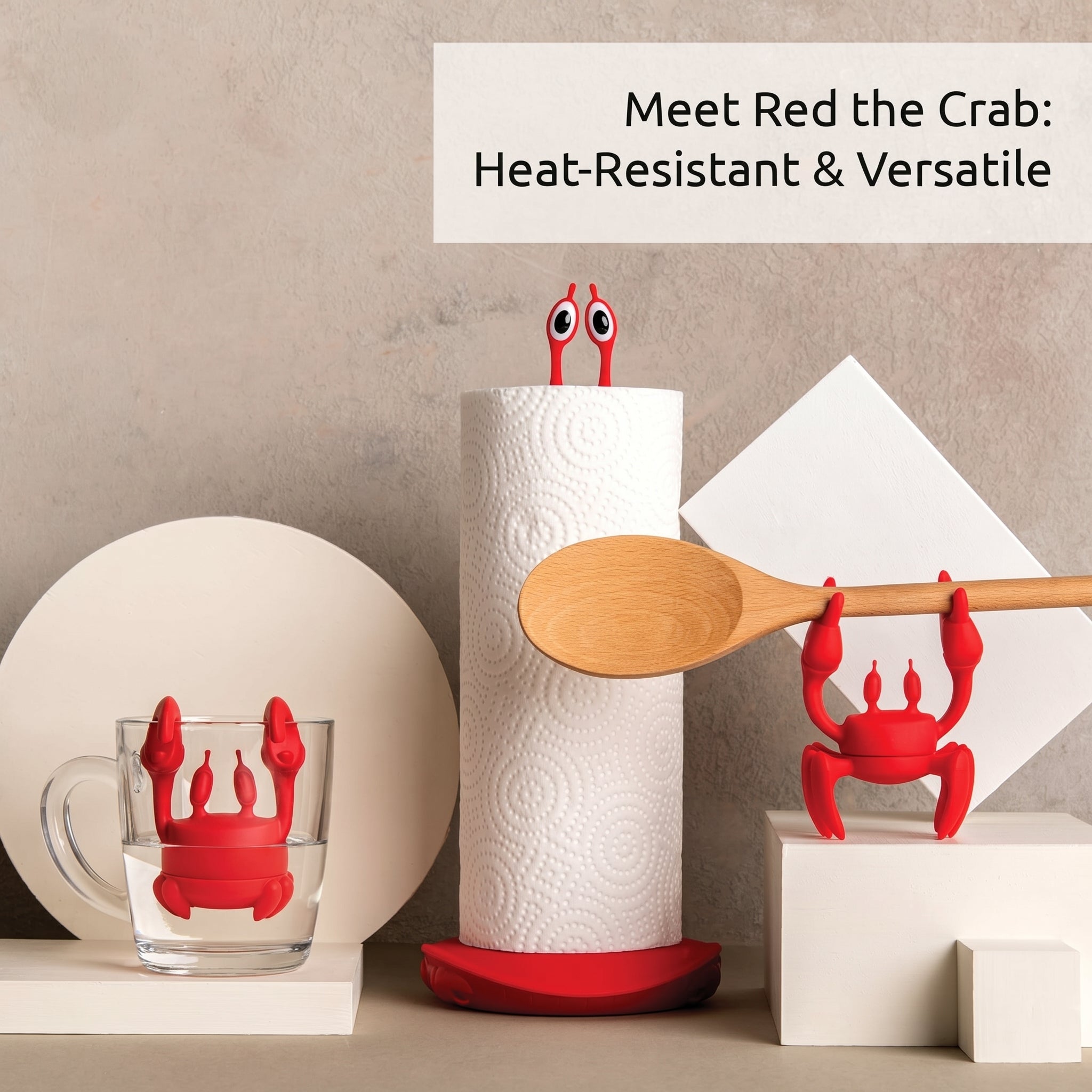 Red The Crab Silicone Utensil Rest