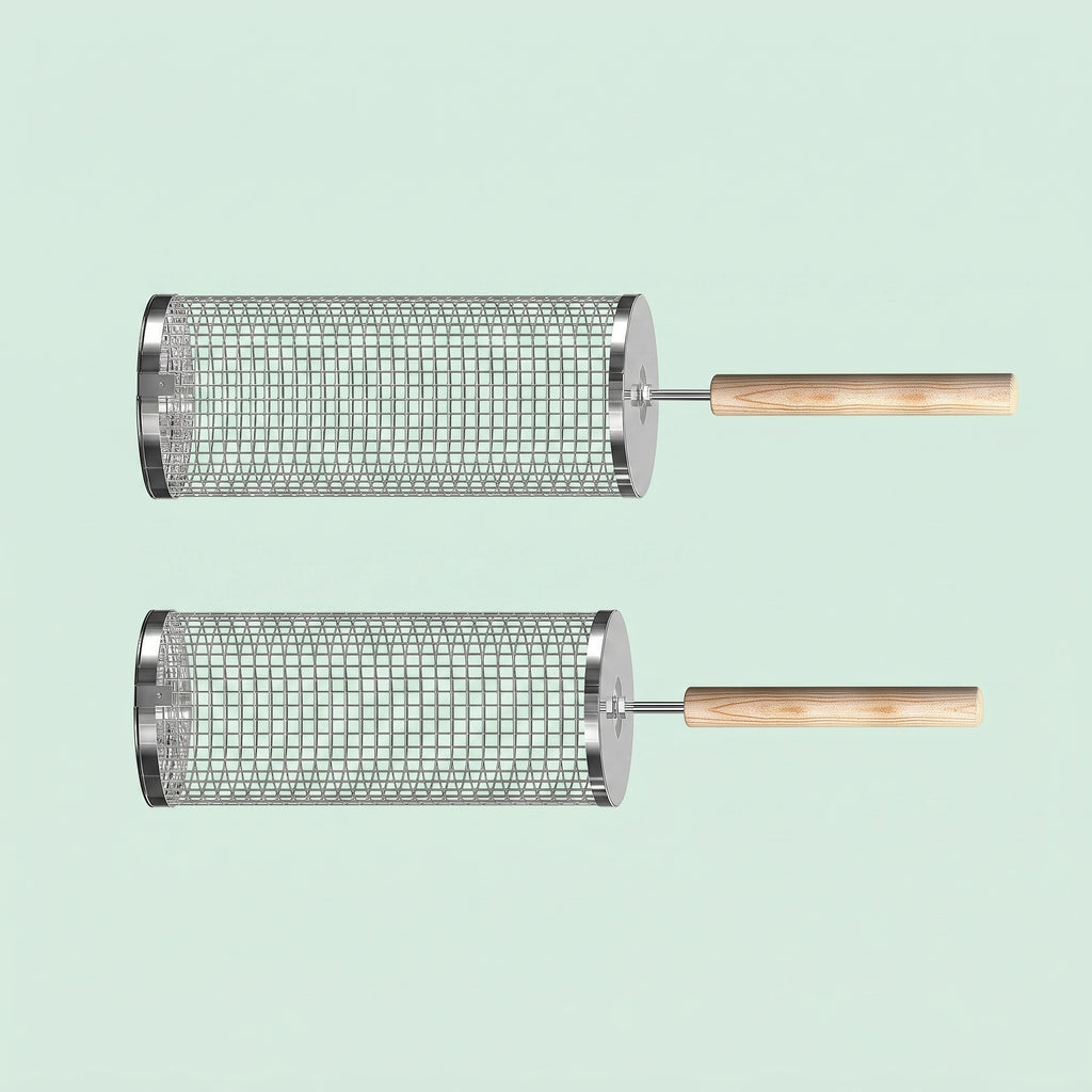 Stainless Steel Rolling Grill Basket 1 Set