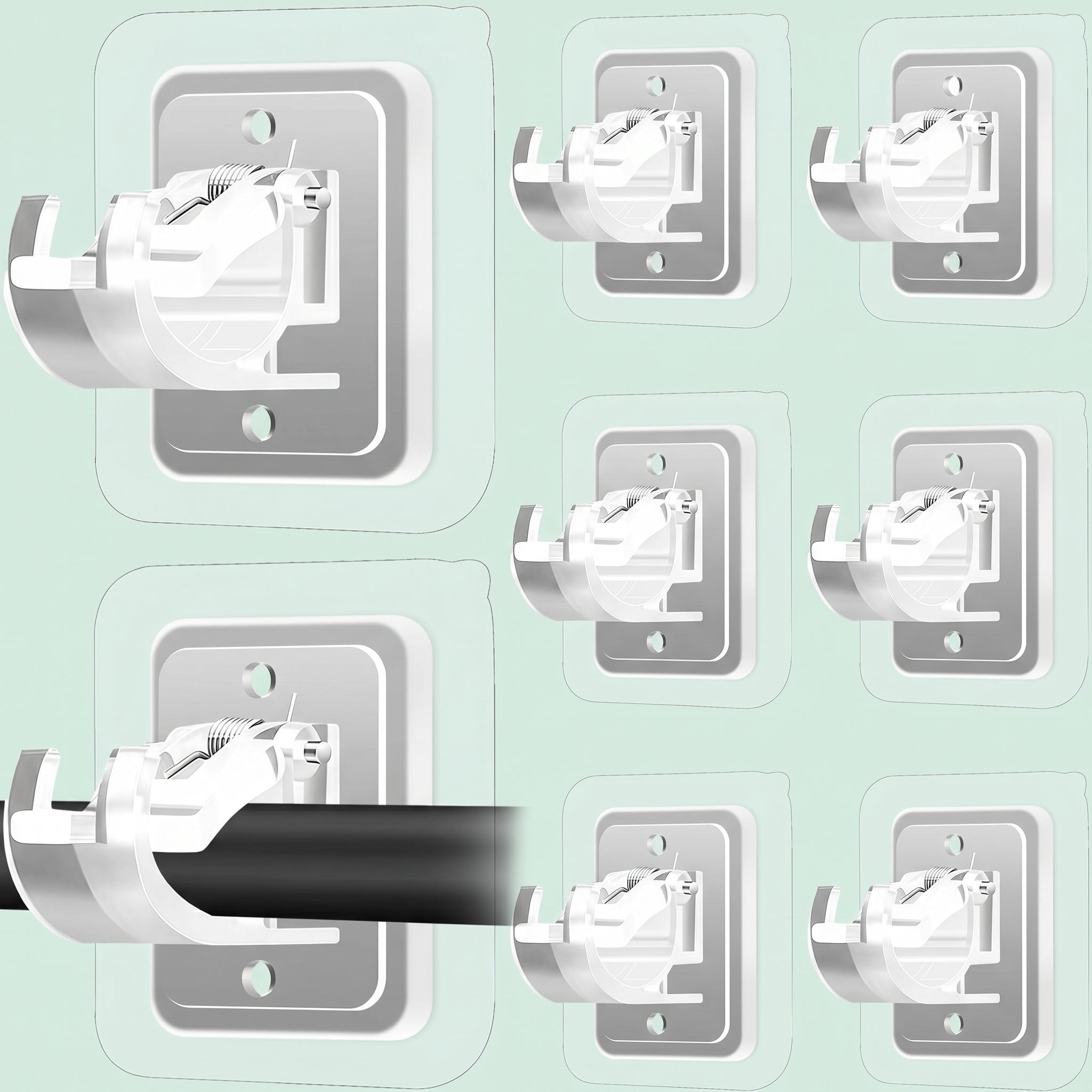 Self Adhesive No Drill Adjustable Curtain Rod Holder Hooks 8PCS