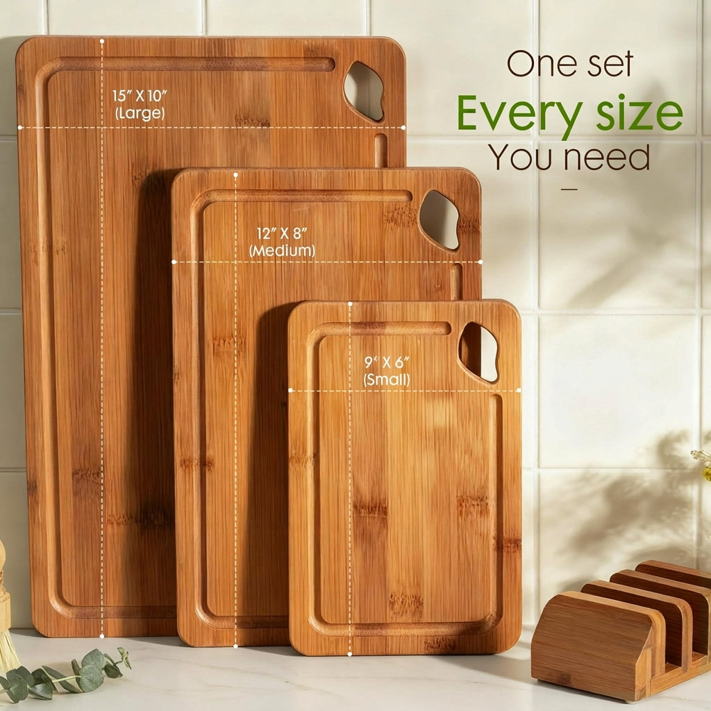 Carbonized Bamboo Cutting Boards for Kitchen Set