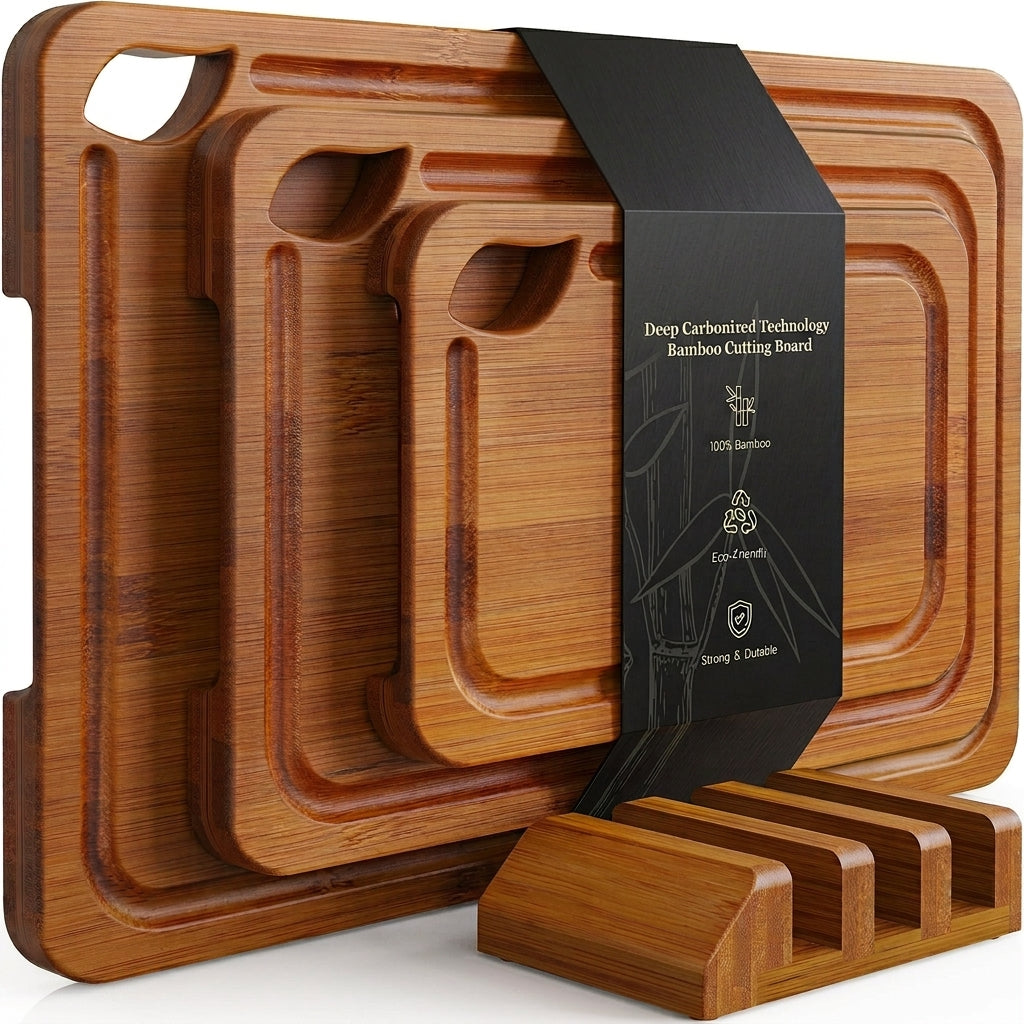 Carbonized Bamboo Cutting Boards for Kitchen Set